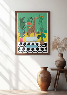 Giraffe Bathtime Poster