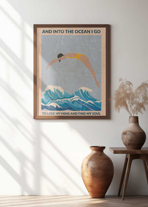 Into the Ocean (blue) Standard Wall Art Poster