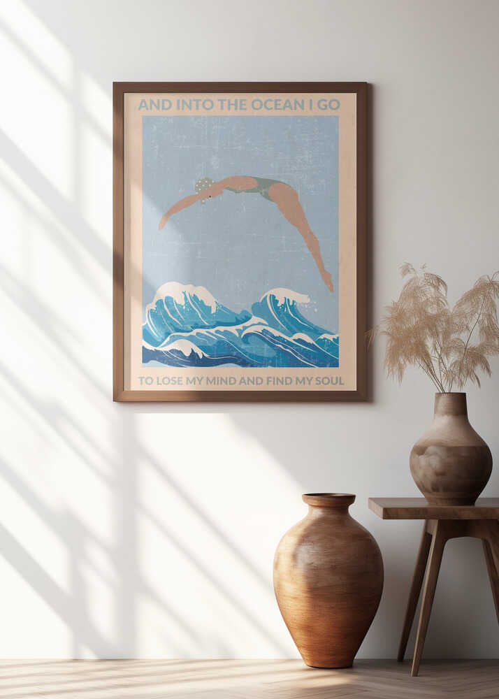 Into the Ocean I Go (grey) Poster