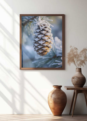 Frosty Pinecone Burst Poster
