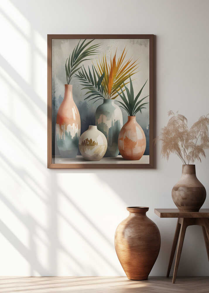 Tropical Vases In Watercolor Hues Poster