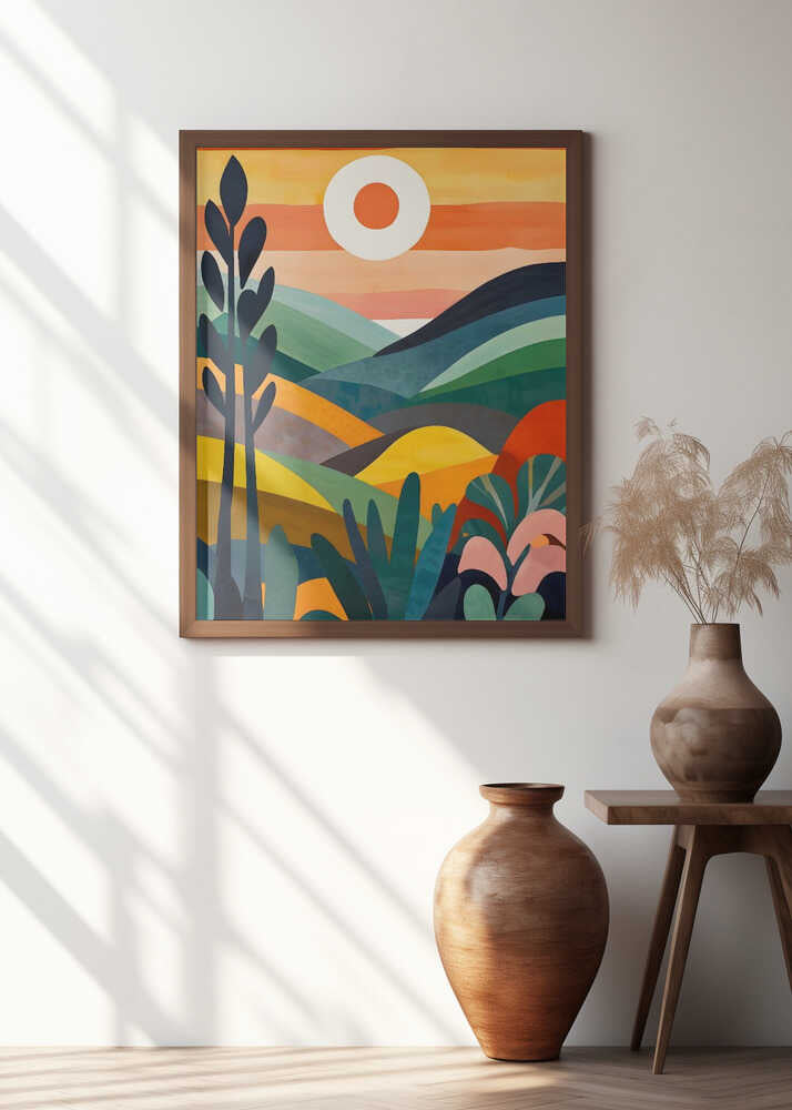 Sunrise Over Rolling Hills Poster