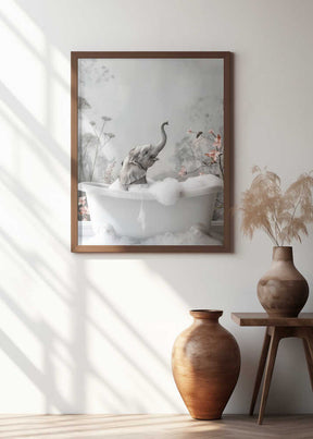 Elephant Bath Bliss Poster