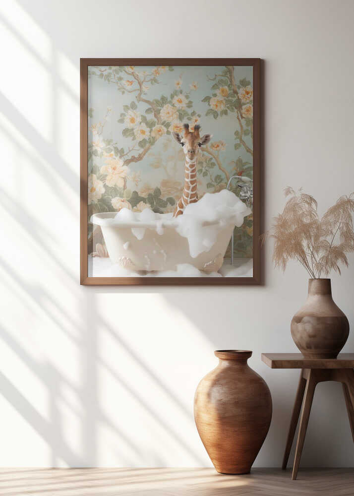 Giraffe Blossom Bath Poster