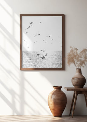 Seagulls At Sea Poster