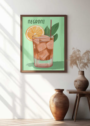 Negroni Cocktail With A V ibrant Orange Slice Poster