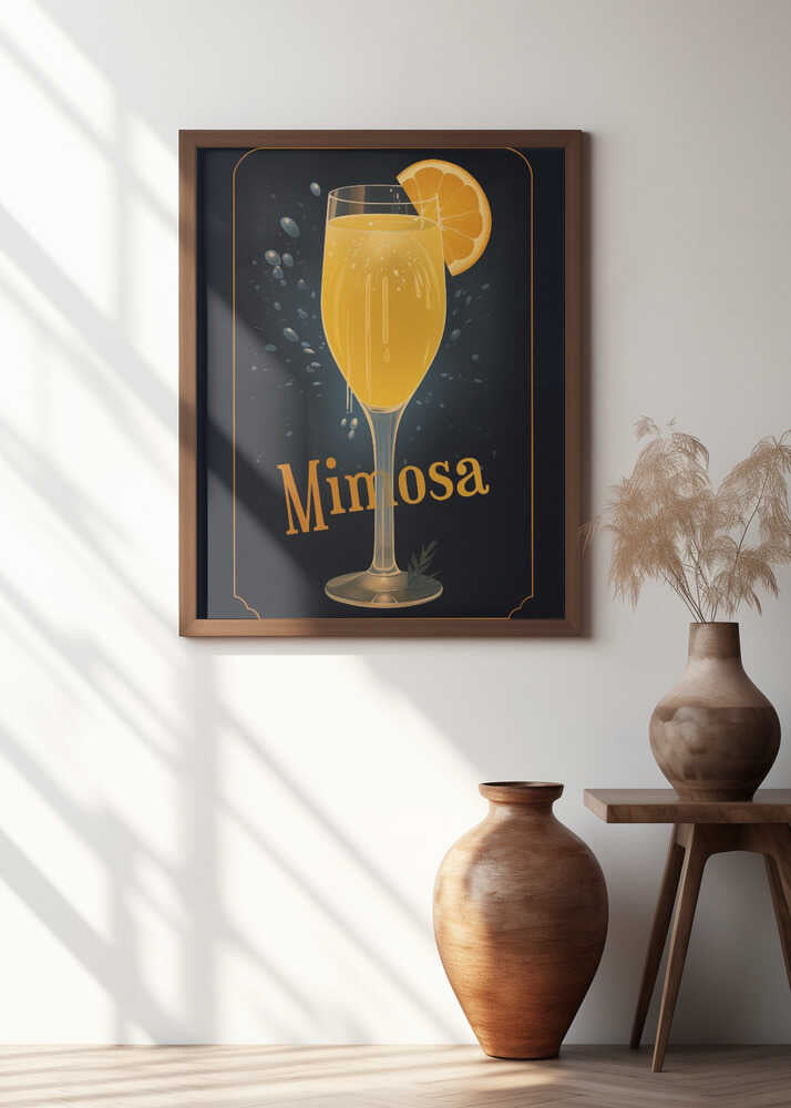 Vibrant Illustration Of A Mimosa Cocktail Poster