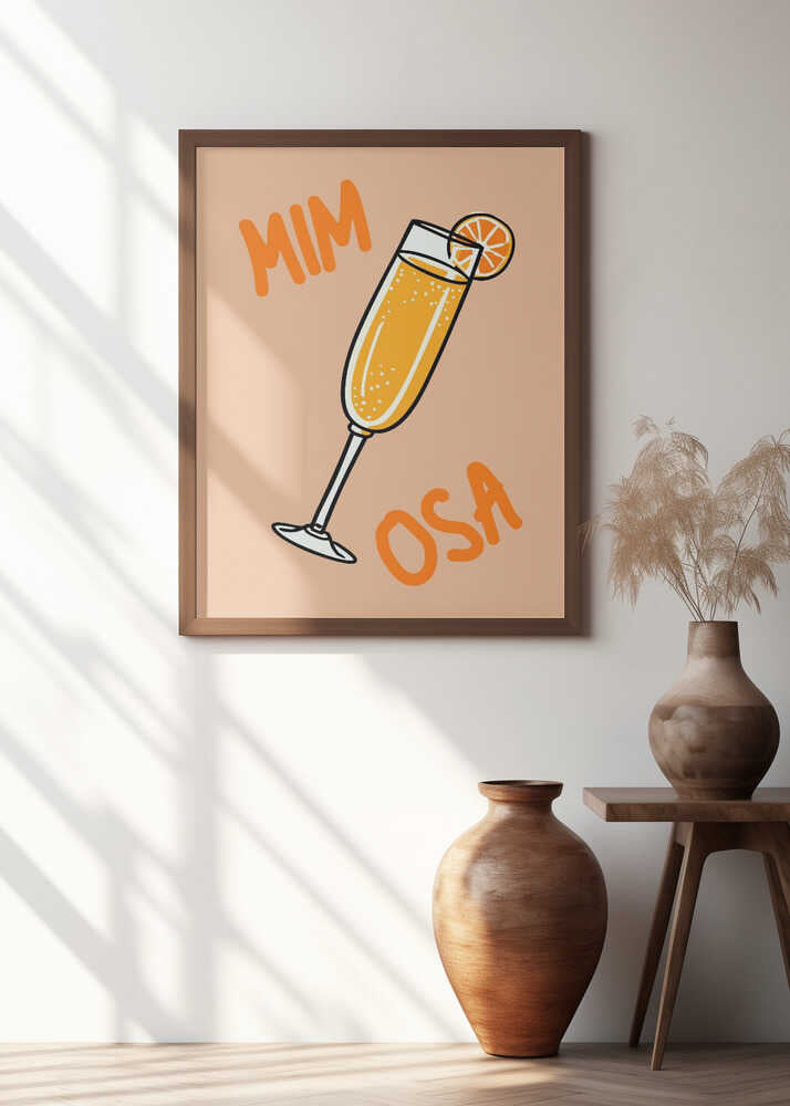 Illustration Of A Mimosa Cocktail Poster