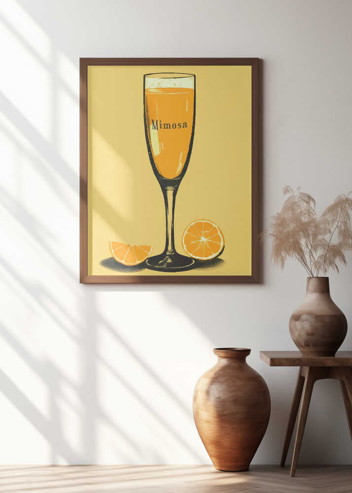 Illustration Of A Mimosa Cocktail Poster