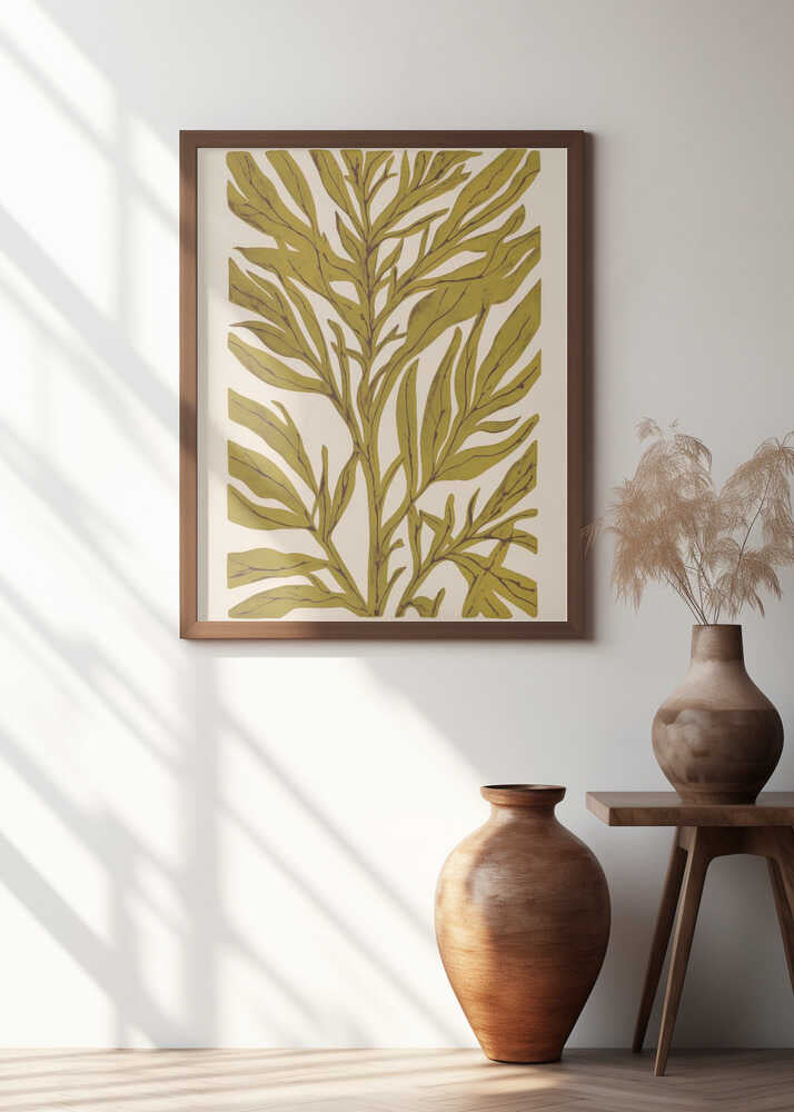 Golden Leaf Silhouette with Tree Branch Poster