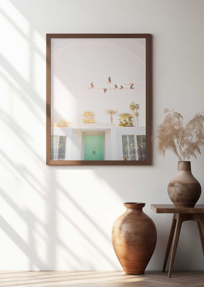Flamingos In Palm Springs Poster