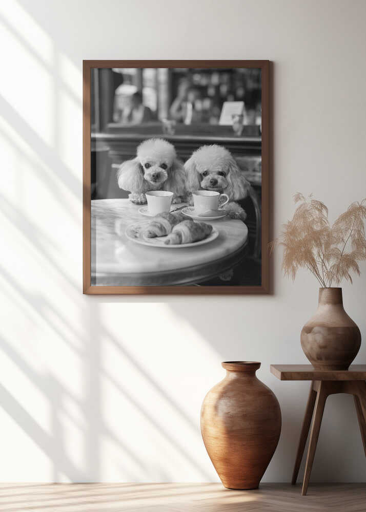 Poodles At the Café Poster