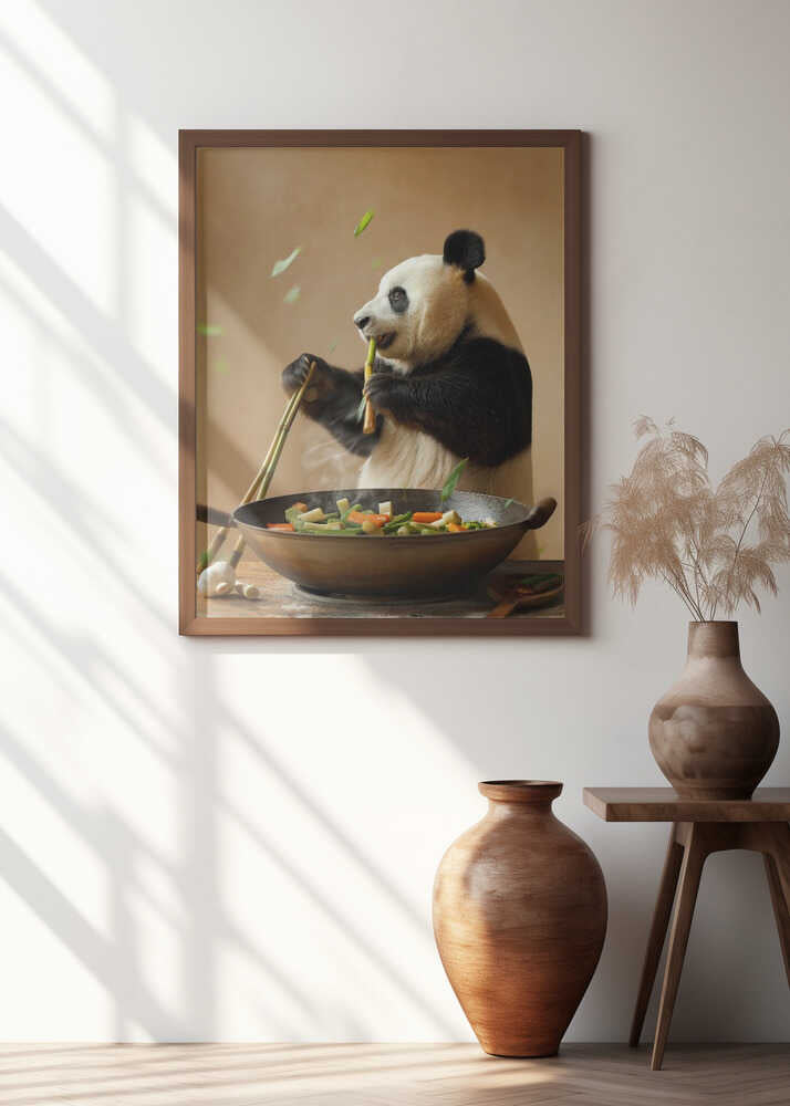 Panda Stir Fry Chef Poster