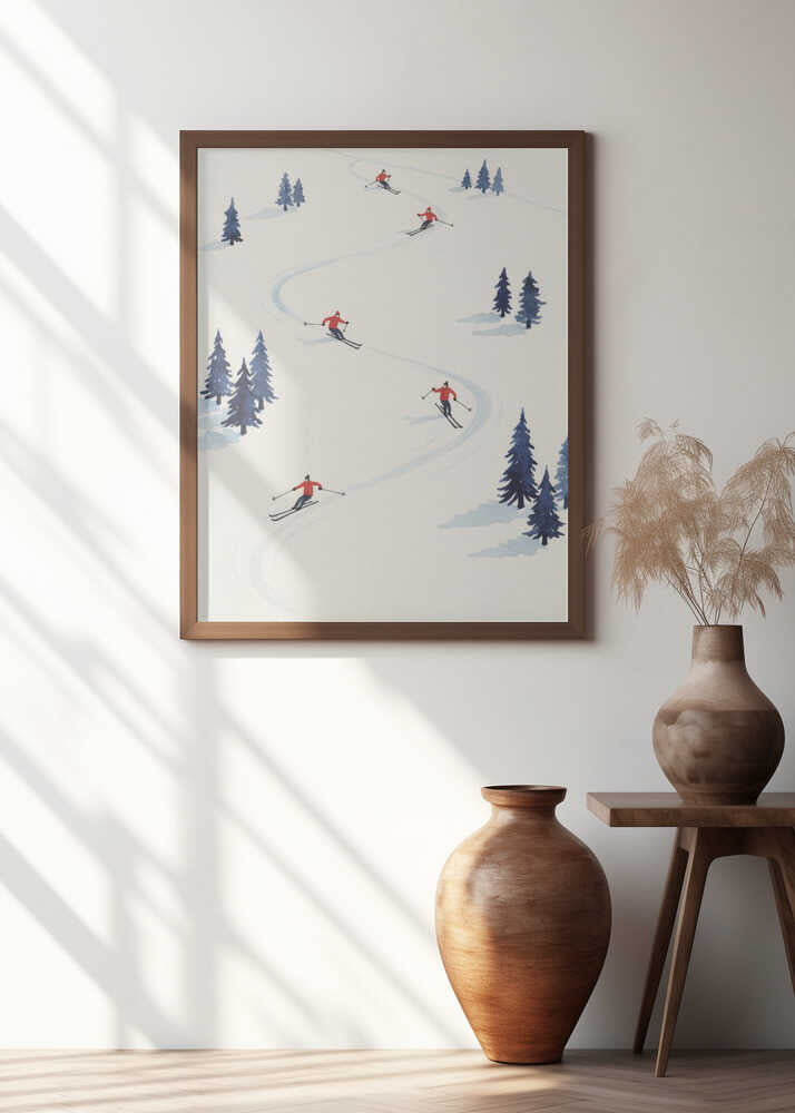 Five Skiers Poster