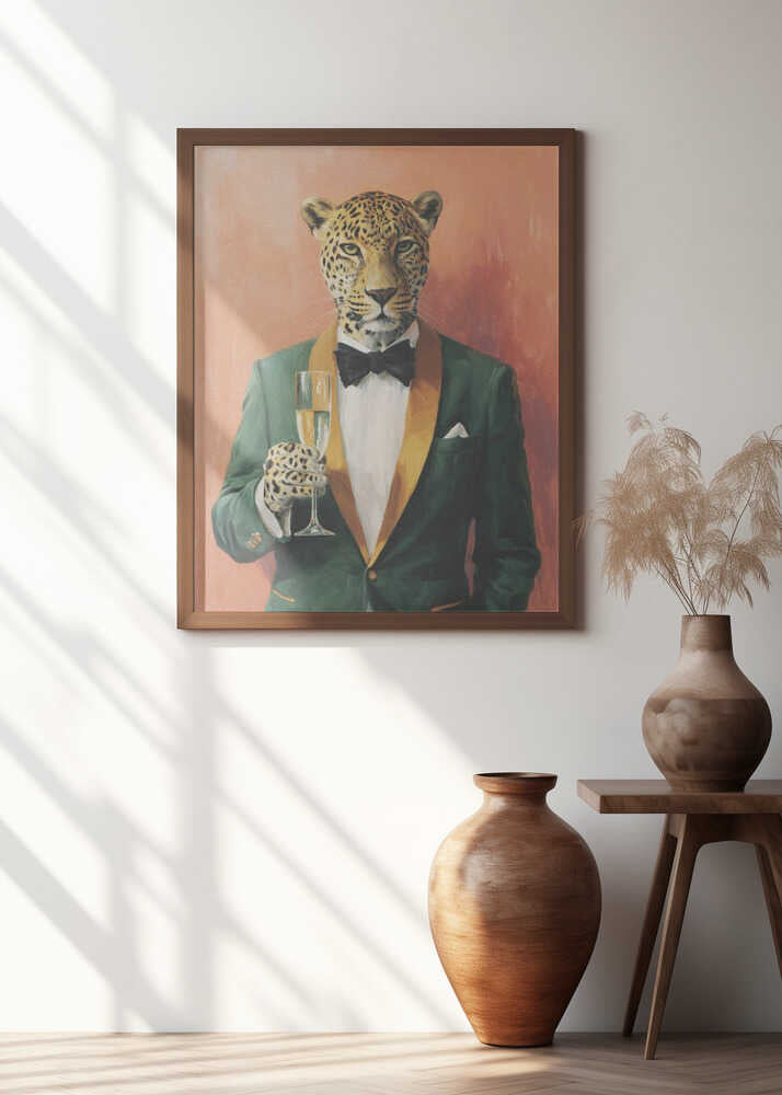 Leopard In Green Tuxedo Poster