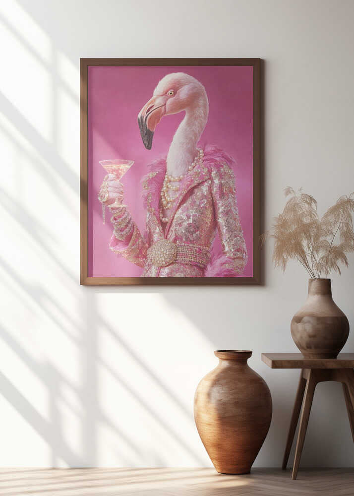 Flamingo In a Disco Jumpsuit Poster