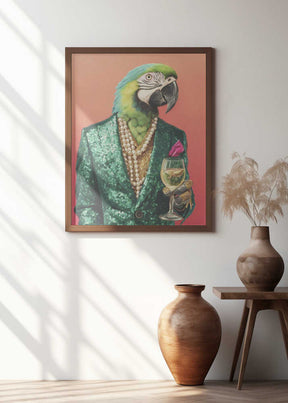 Parrot In Emerald Green Blazer Poster