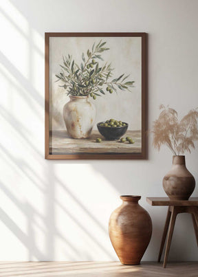 A Ceramic Bowl With Olives Poster