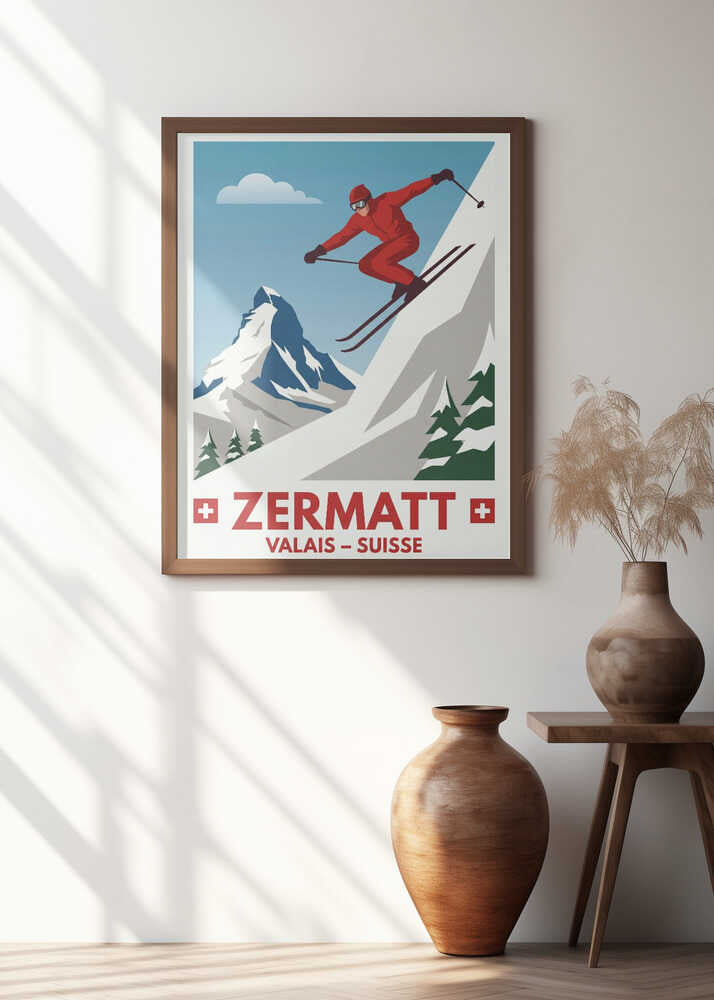 Zermatt Skiing Poster