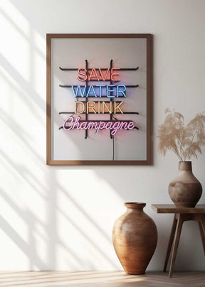 Save Water Neon Sign Poster