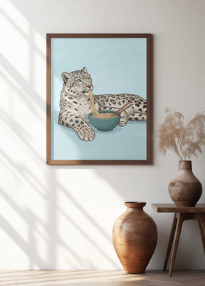 Noodle Snow Leopard Poster