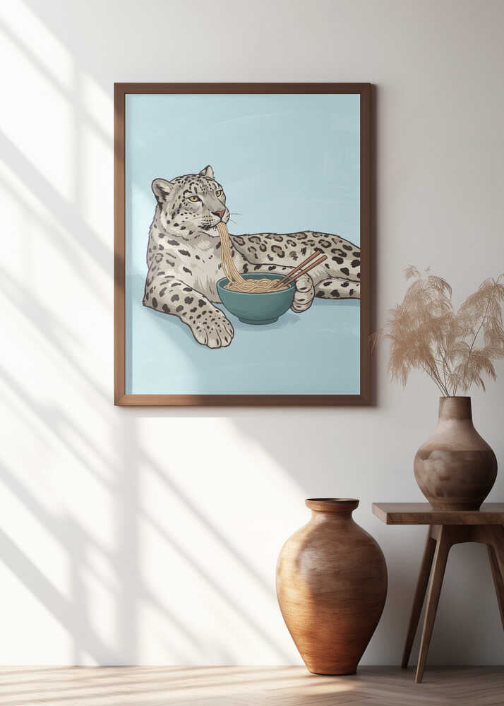 Noodle Snow Leopard Poster