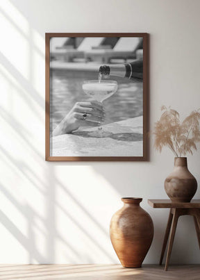 Champagne Poolside Pour Poster