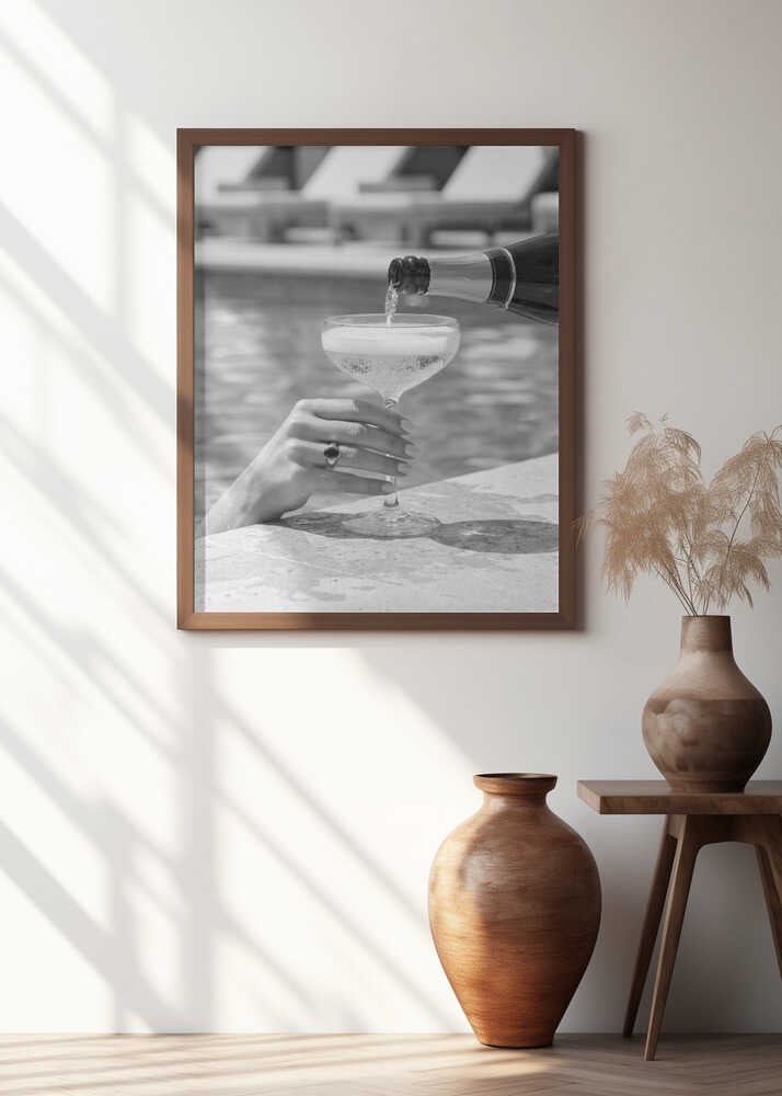 Champagne Poolside Pour Poster