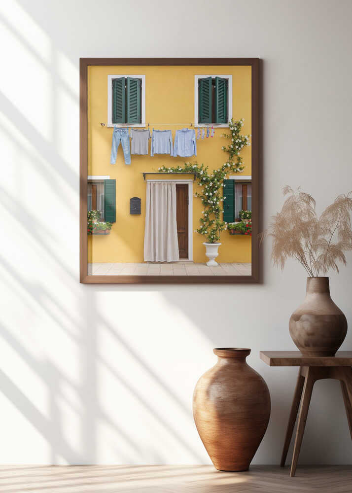 Yellow House Laundry Day Poster