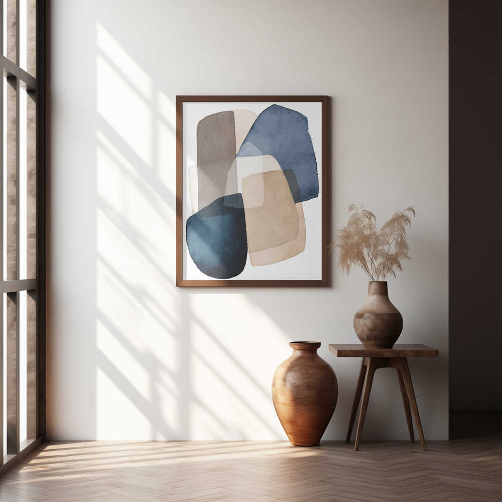 Blue Brown Blocks Poster