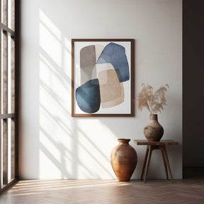 Blue Brown Blocks Poster