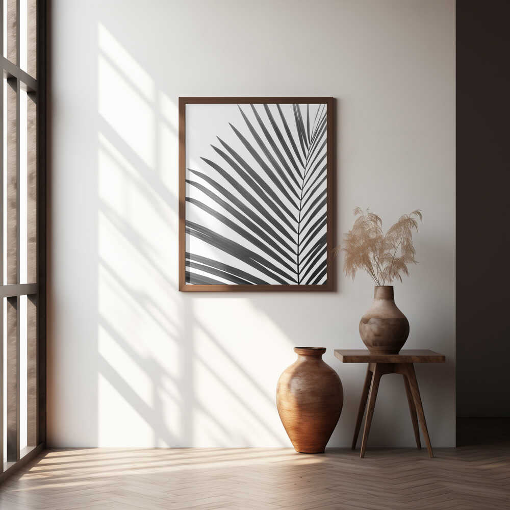 BW Palm Leaf Poster