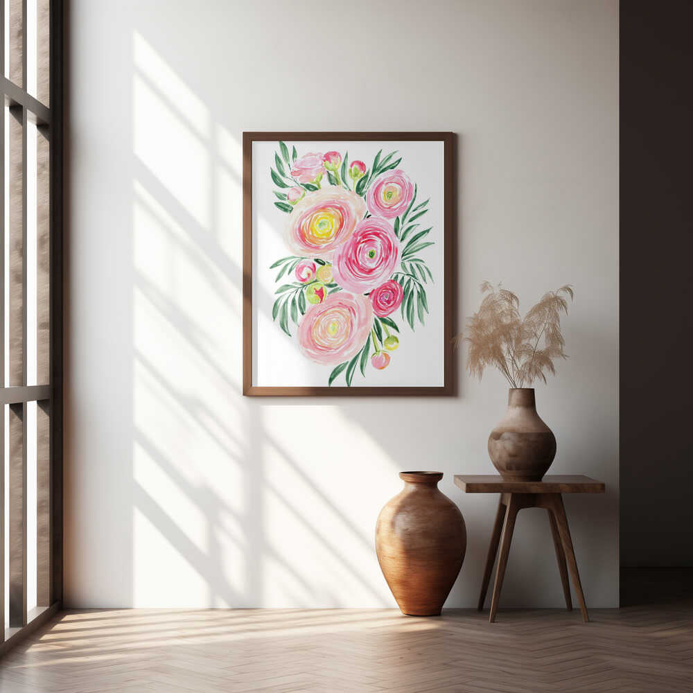 Savanna pink ranunculus bouquet Poster