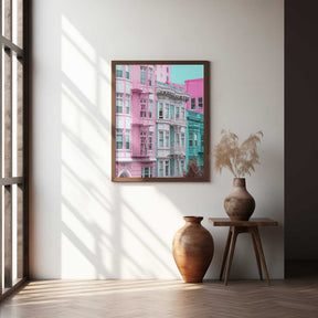 Pink and Blue Row Houses in San Francisco Poster