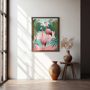 Tropical Flamingo Paradise Poster