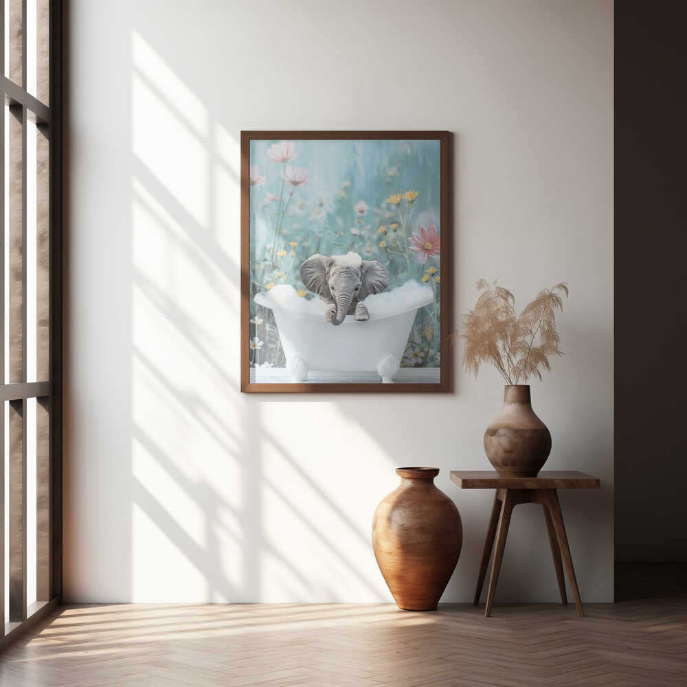 Blue Blossom Bath Poster