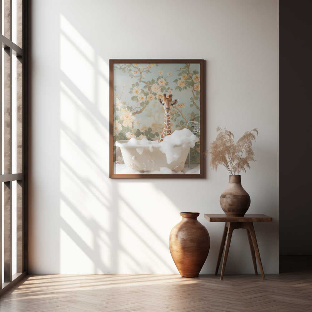 Giraffe Blossom Bath Poster