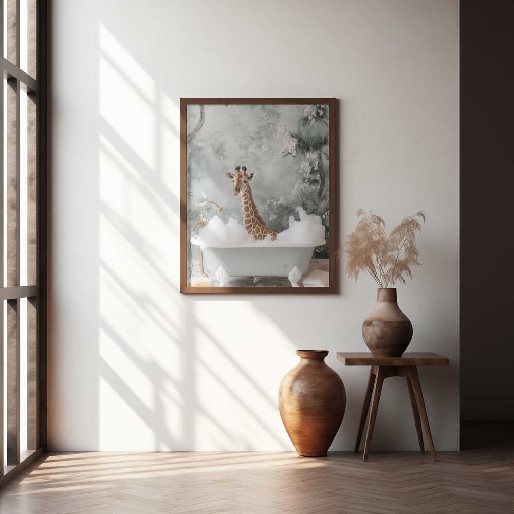 Giraffe Bubble Bliss Poster