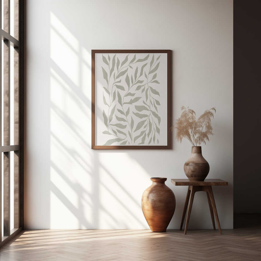 Olive Green Leaves Poster