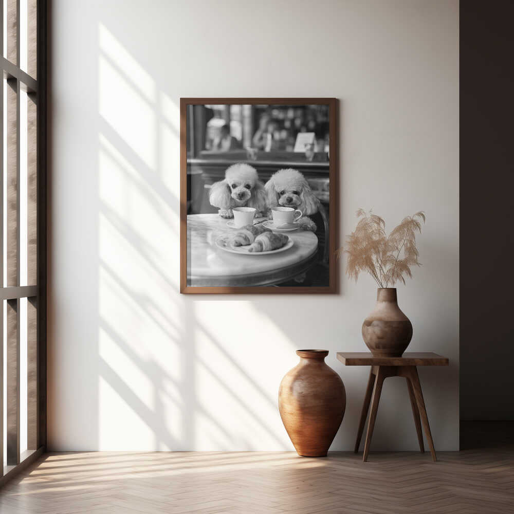 Poodles At the Café Poster