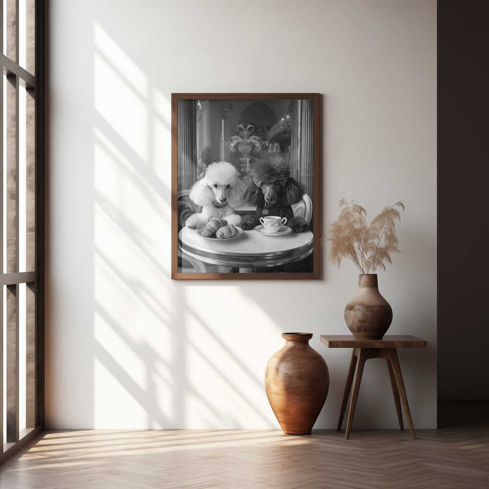 Parisian Poodle Breakfast Poster