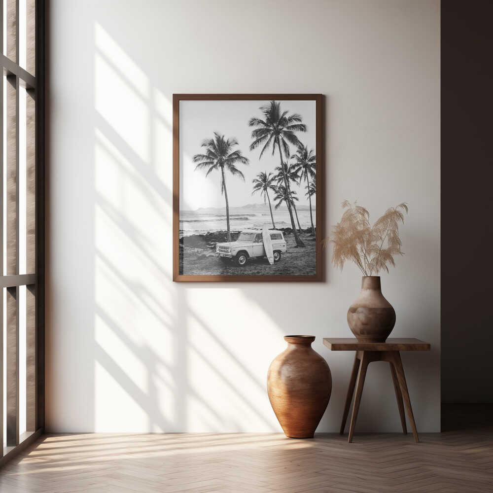 At the Beachbw Poster