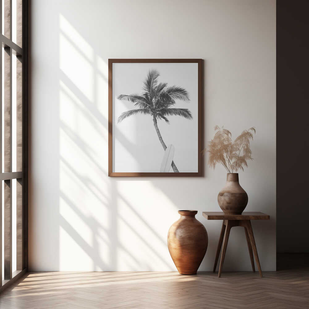 Palm Surfboard Poster