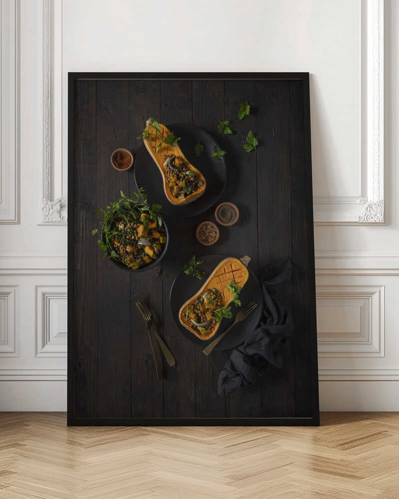 Roasted butternut and lentil salad Poster