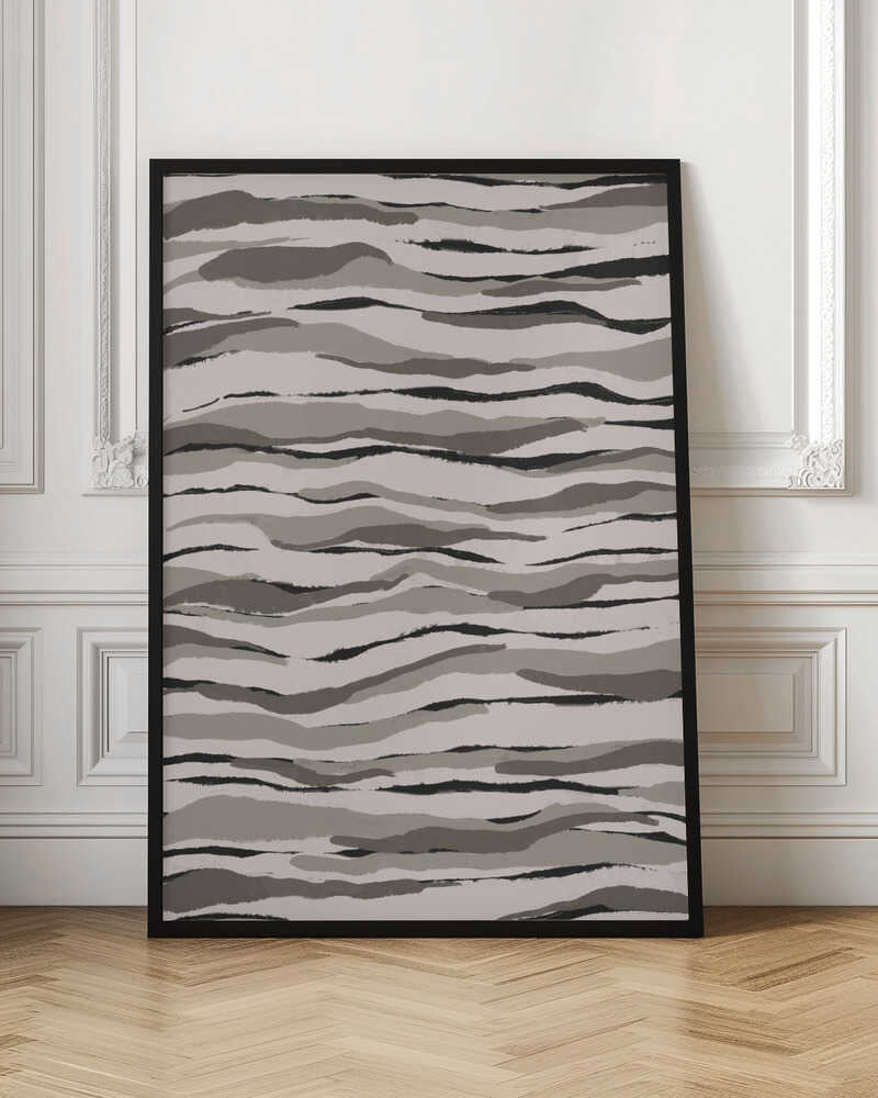 Monochrome Waves Poster
