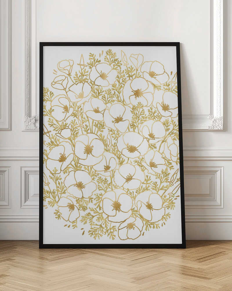 Gold California poppies Poster