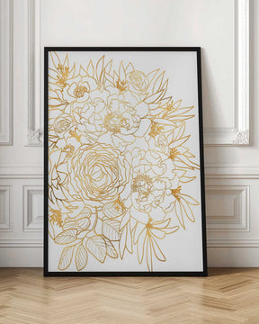 Nanette floral art in gold Poster