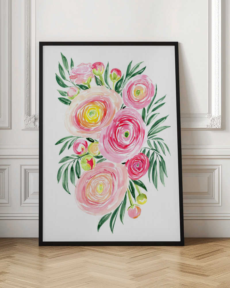 Savanna pink ranunculus bouquet Poster