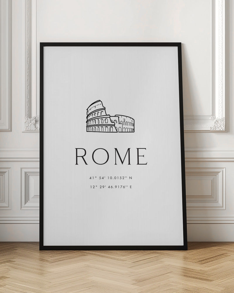 Rome coordinates with Colosseum sketch Poster