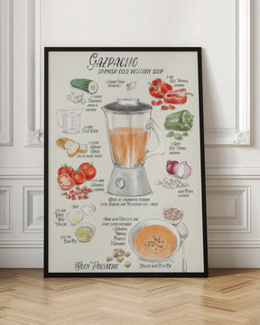 Gazpacho illustrated recipe in English Poster